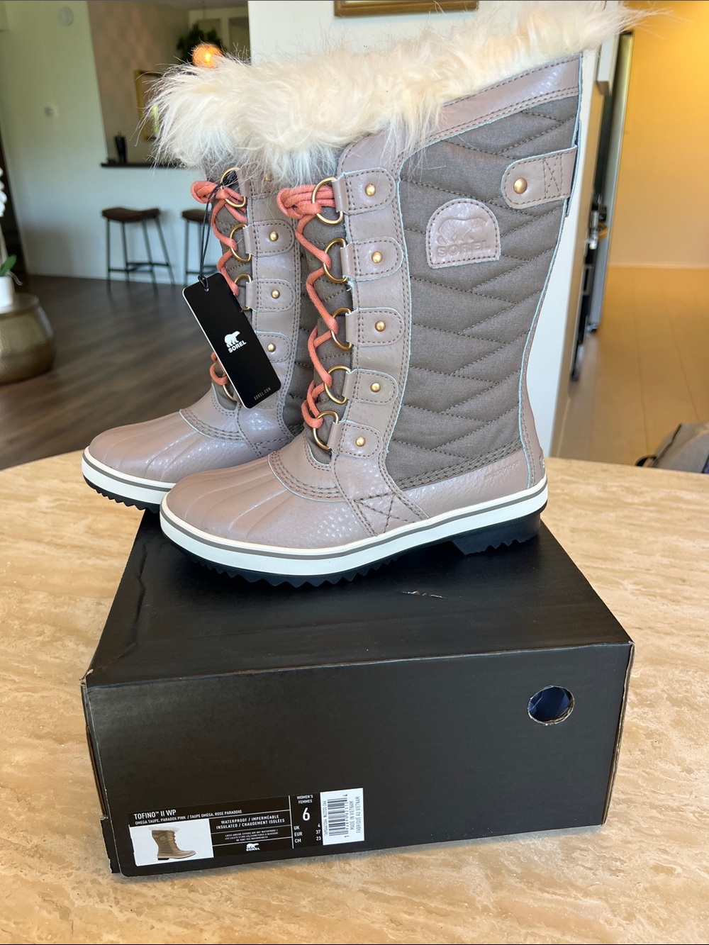 Sorel Torino Women’s Faux-Fur Winter Lace-Up Boots - Taupe